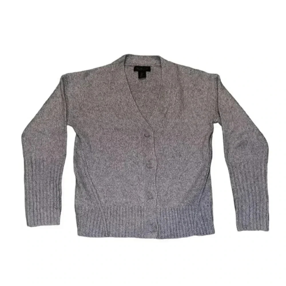 Rachel Zoe Women's Wool Blend Button Front Grey Cardigan Sweater Size S